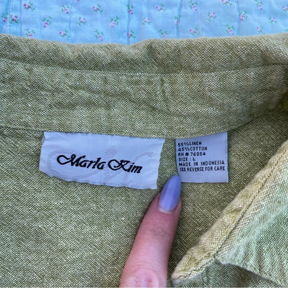 Vintage Green Striped Button Down - Picture 6 of 6